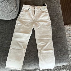 Abercrombie & Fitch: Ankle Straight Ultra High Rise White Jeans